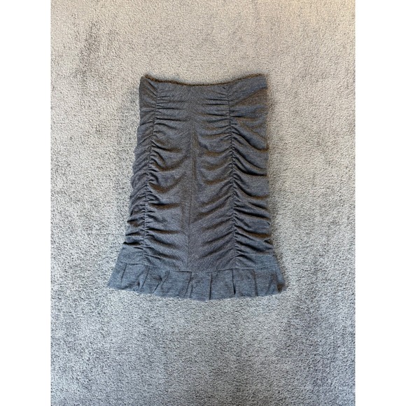 Nanette Lepore Dresses & Skirts - Nanette Lepore Gray Ruched Wool Blend Mini Skirt Pleated Ruffle Hem Size‎ 6 USA